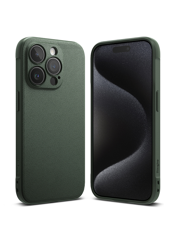 Ringke Onyx Case Compatible with iPhone 15 Pro, Enhanced Grip Tough Flexible TPU Shockproof Rugged TPU Bumper Drop Protection Phone Cover  Designed for iPhone 15 Pro  - Dark Green